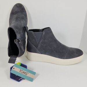 TOMS Jamie Pavement Grey Suede Leather Shoes Women's Size 8